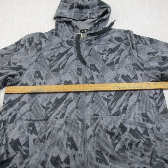 Under armour Hoodie Mens Large Gray Geometric Fleece Lined Loose Fit Full Zipper - Picture 8 of 11